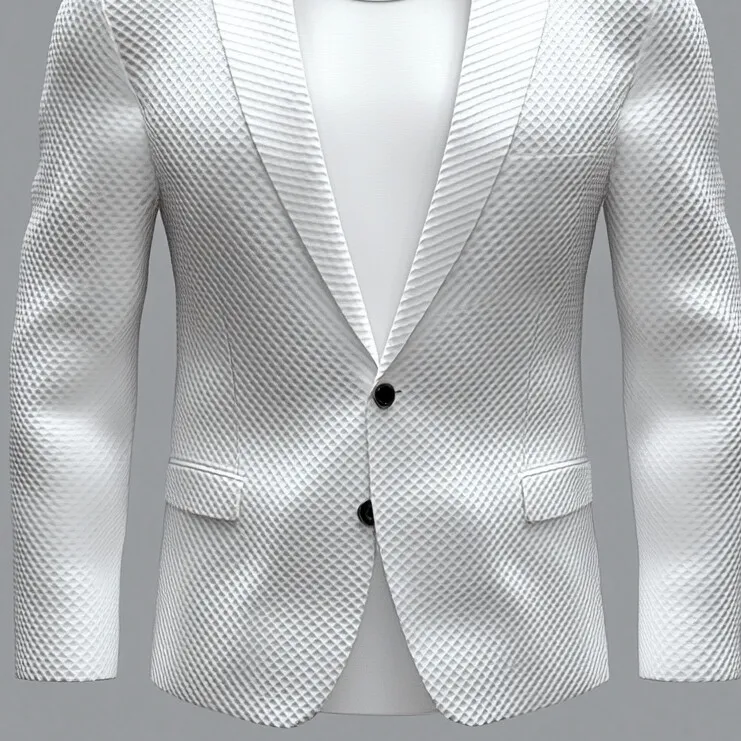 Men's Long Sleeve Two Button Notched Lapel Textured Blazer