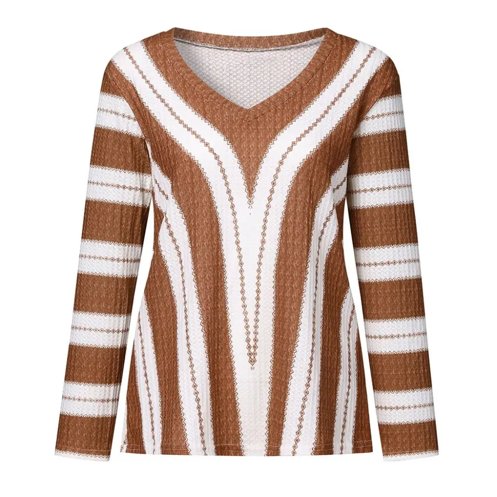 t shirts for women fashion womens long sleeve v neck striped knitting casual tunic blouse
