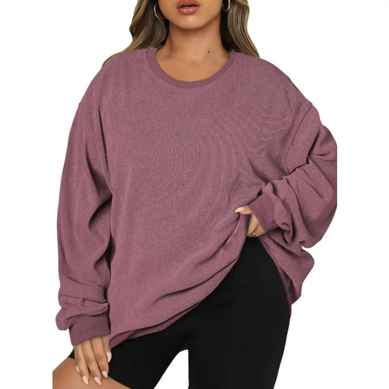 Women Plus Size Sweatshirts Long Sleeve Crew Neck Casual Oversized Soft Pullover Tops Shirts