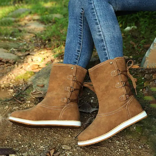 Women's Casual Lace-Up Flat Mid-Cut Snow Boots 10419158S