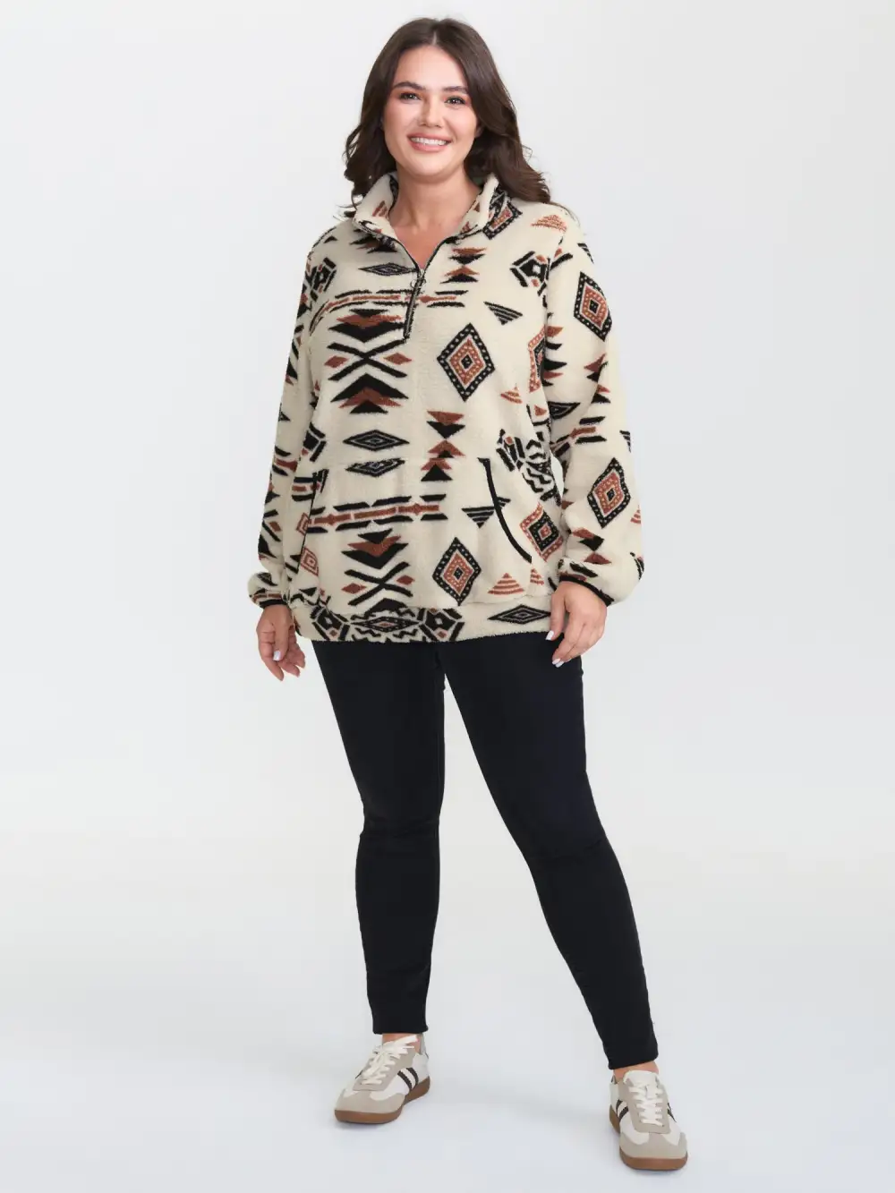 Fair Isle Fleece Zipper Sweatshirt