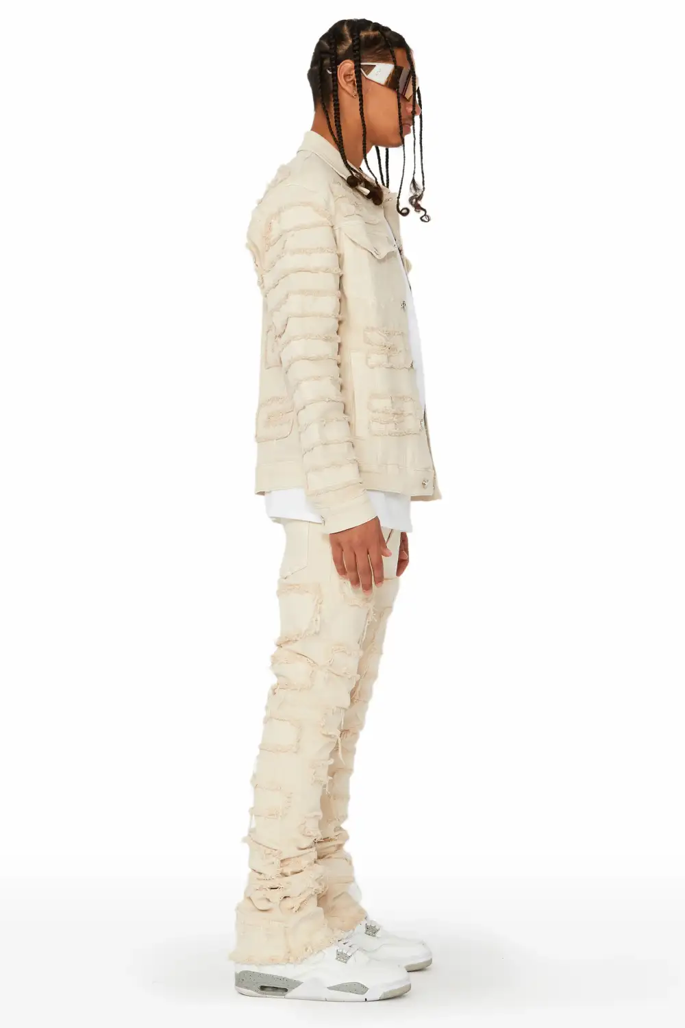 Shake Beige Stacked Flare Jean