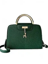 Women's Faux Leather Top Handle Tote Bag with Deer Charm - Elegant Structured Women's Shoulder Bag, Perfect for Mother's Day Gift, Work, Shopping and Casual Outings