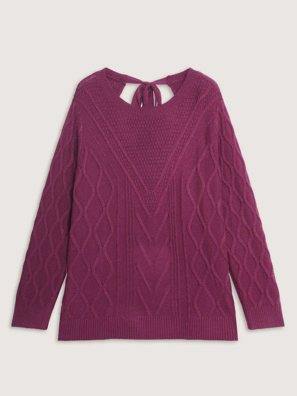 Twist Textured Cut-Out Back-Tie Pullover