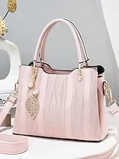 Women's Burgundy Handbag with Embossed Pattern and Pearl Leaf Charm – Stylish Shoulder and Tote Bag for Office, Daily, and Evening Use