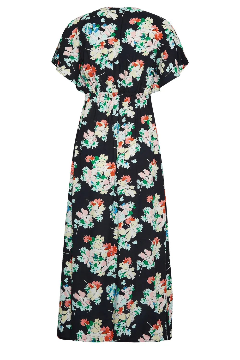 LTS Tall Black Floral Print Split Front Midaxi Dress