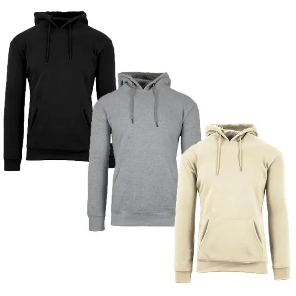 Men's 3 Pack Heavyweight Fleece Lined Zip & Pullover Hoodies Menswear Plain