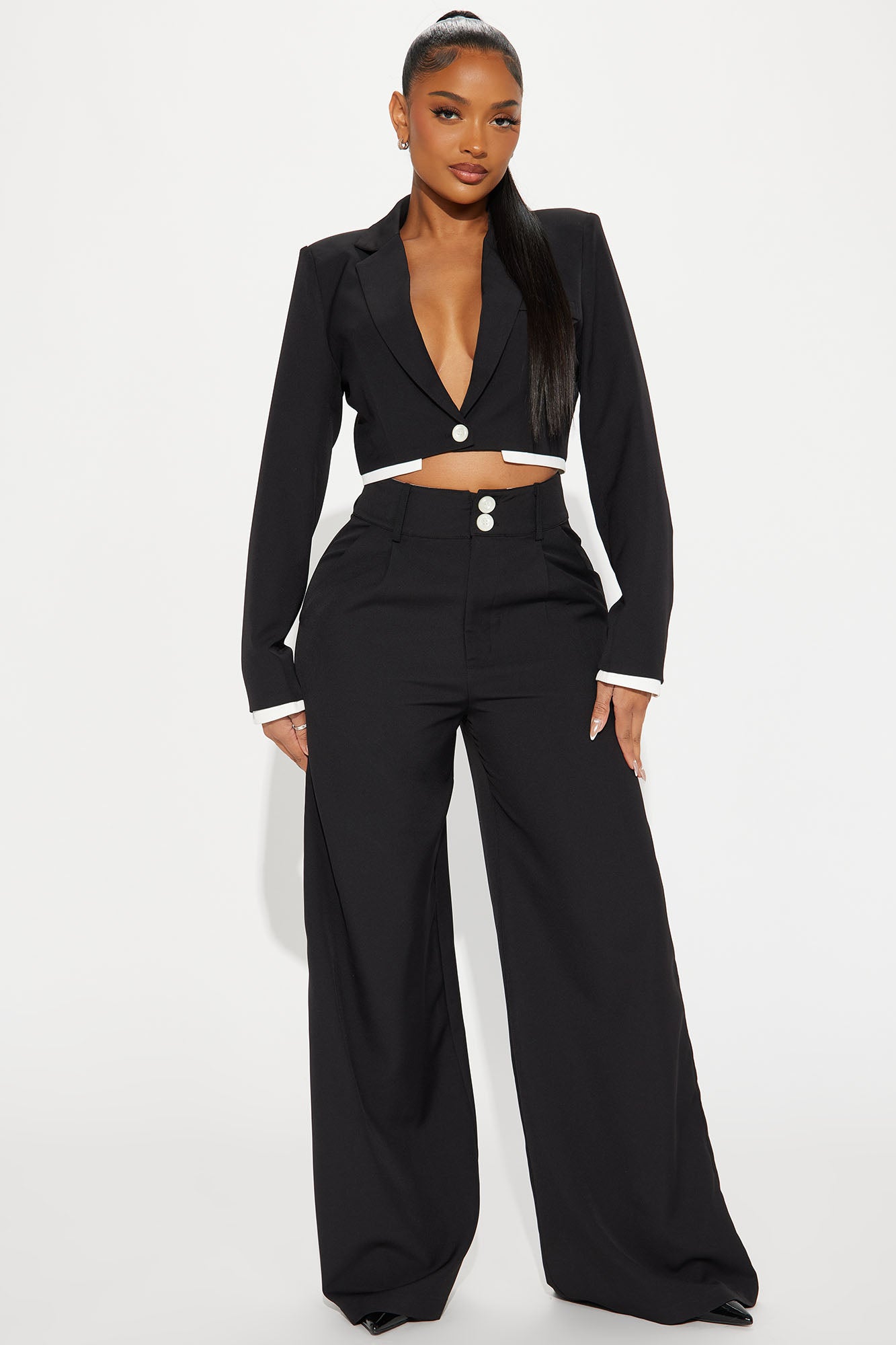 Fashionably Late Pant Set - Black