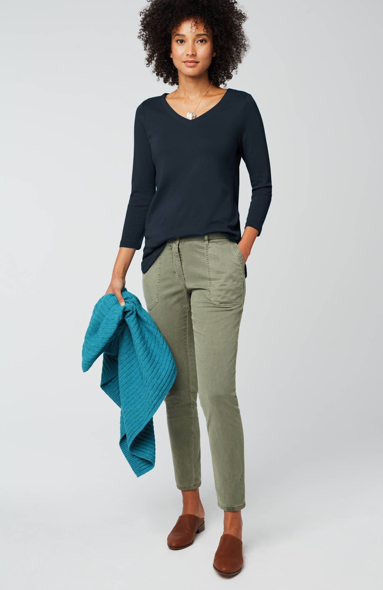 pima 3/4-sleeve v-neck tee