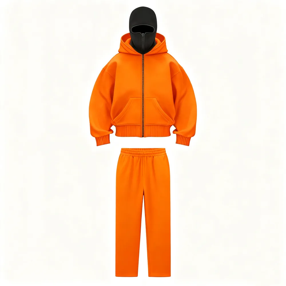 Zip Up Fashion Double Layer Hoodie Hip Hop Outerwear Sets