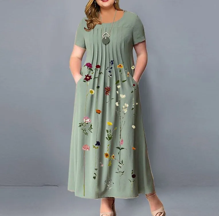 Women's Plus Size A Line Dress Floral Casual Sexy Midi Dress