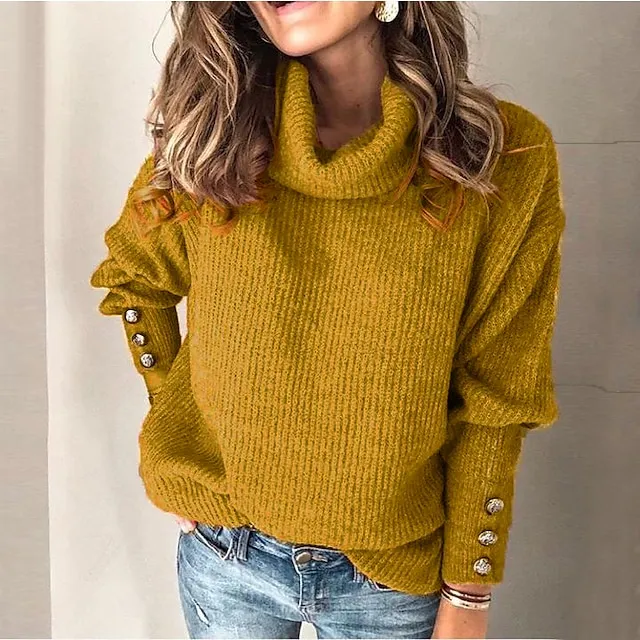 Women's Sweatshirt Sweater Pullover Basic Pinck Black White Solid Color Street Casual Pile Neck Long Sleeve Top Micro-elastic Fall & Winter