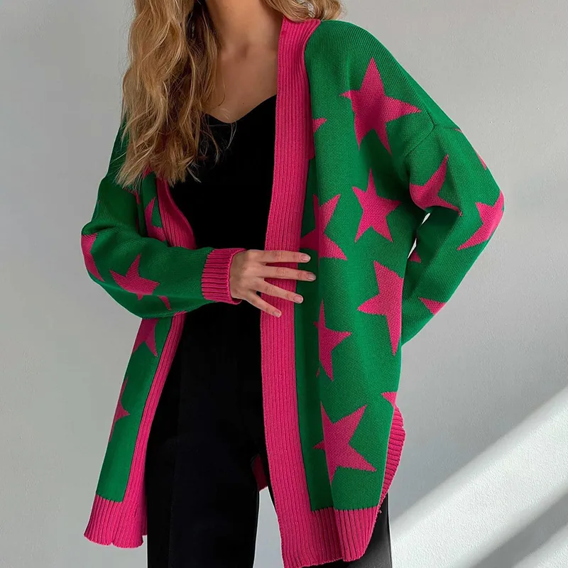 Loose Star Long Sleeve Sweater Cardigan
