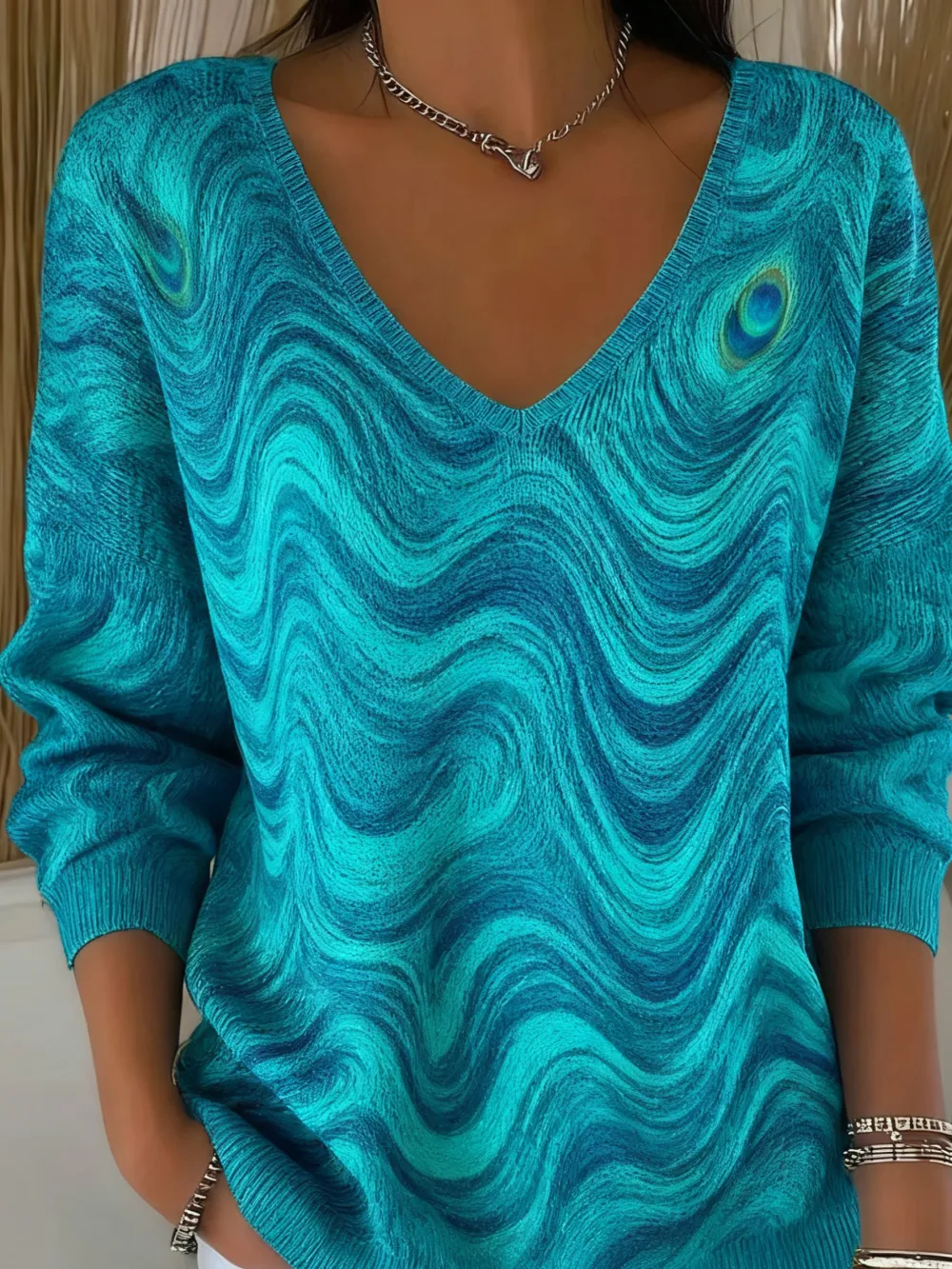 Casual Regular Fit Cotton Ombre Sweater