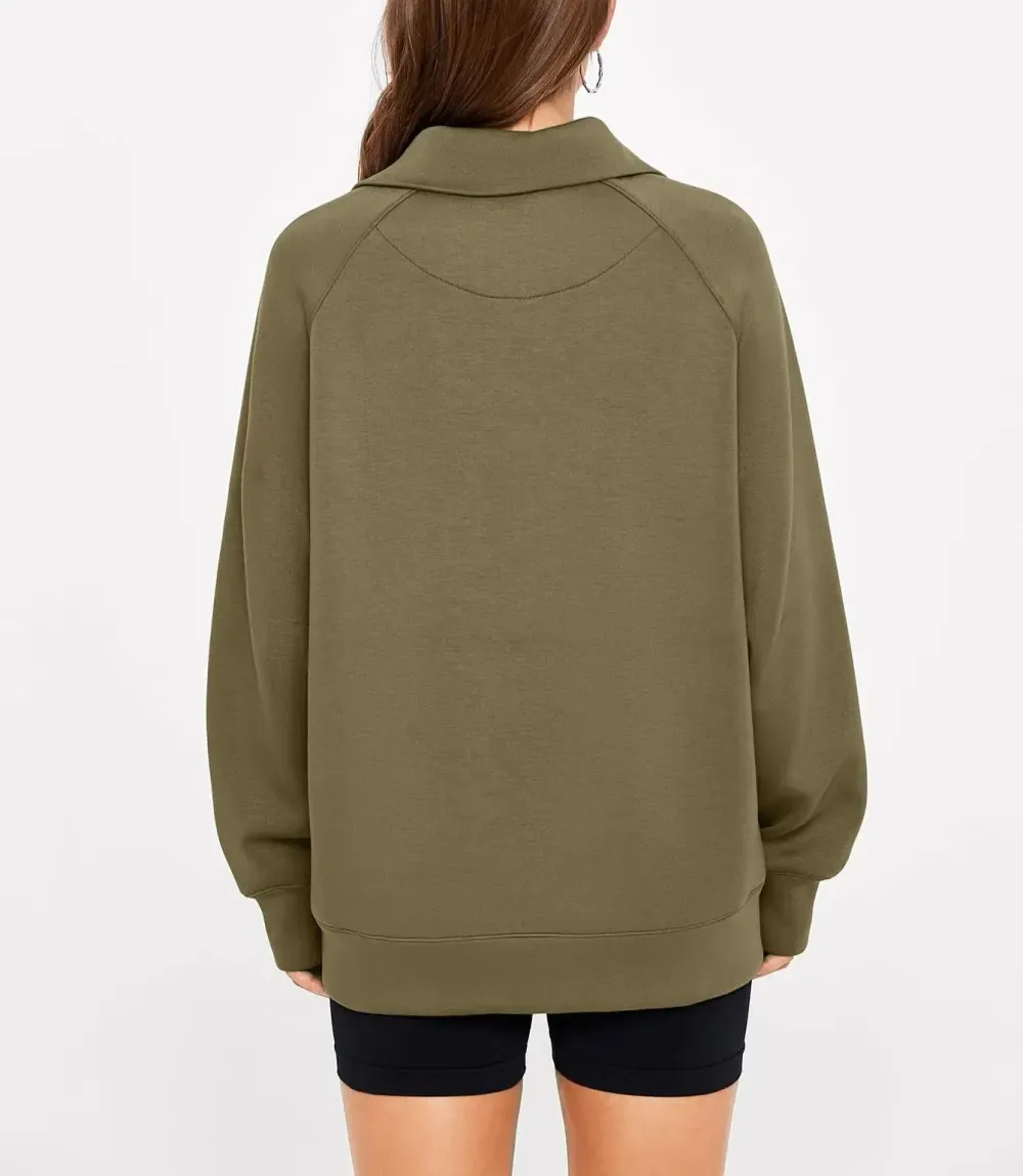 ✨Women's Half Zip Oversized Sweatshirt with Pockets