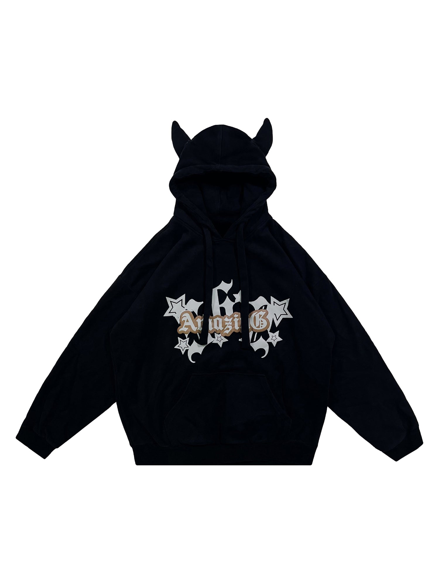 Letter Print Velvet Hooded Sweatshirt - 1879
