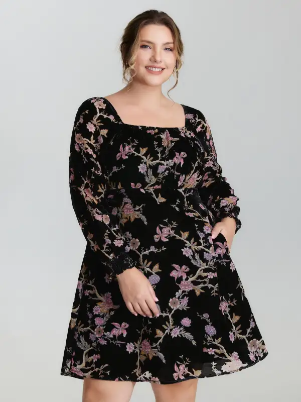 Floral Print Bust-Ease Luxe Knee-Length Dress