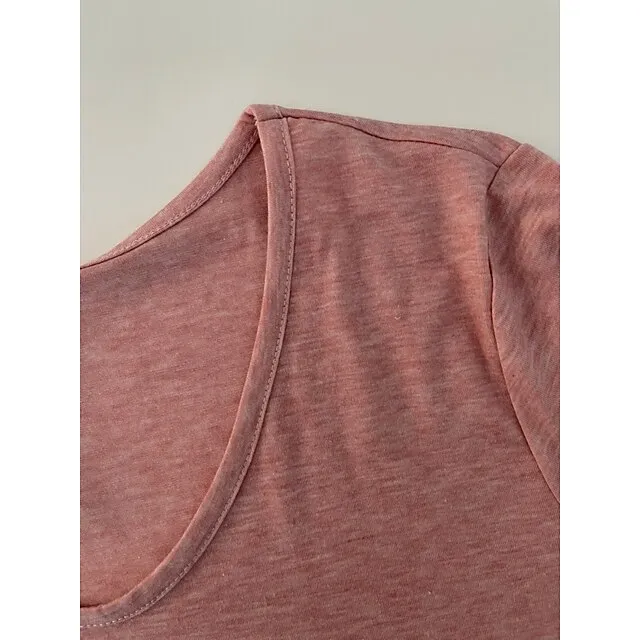 T shirt Tee Women's Black White Dark Red Plain Basic Daily Daily V Neck Regular Fit S