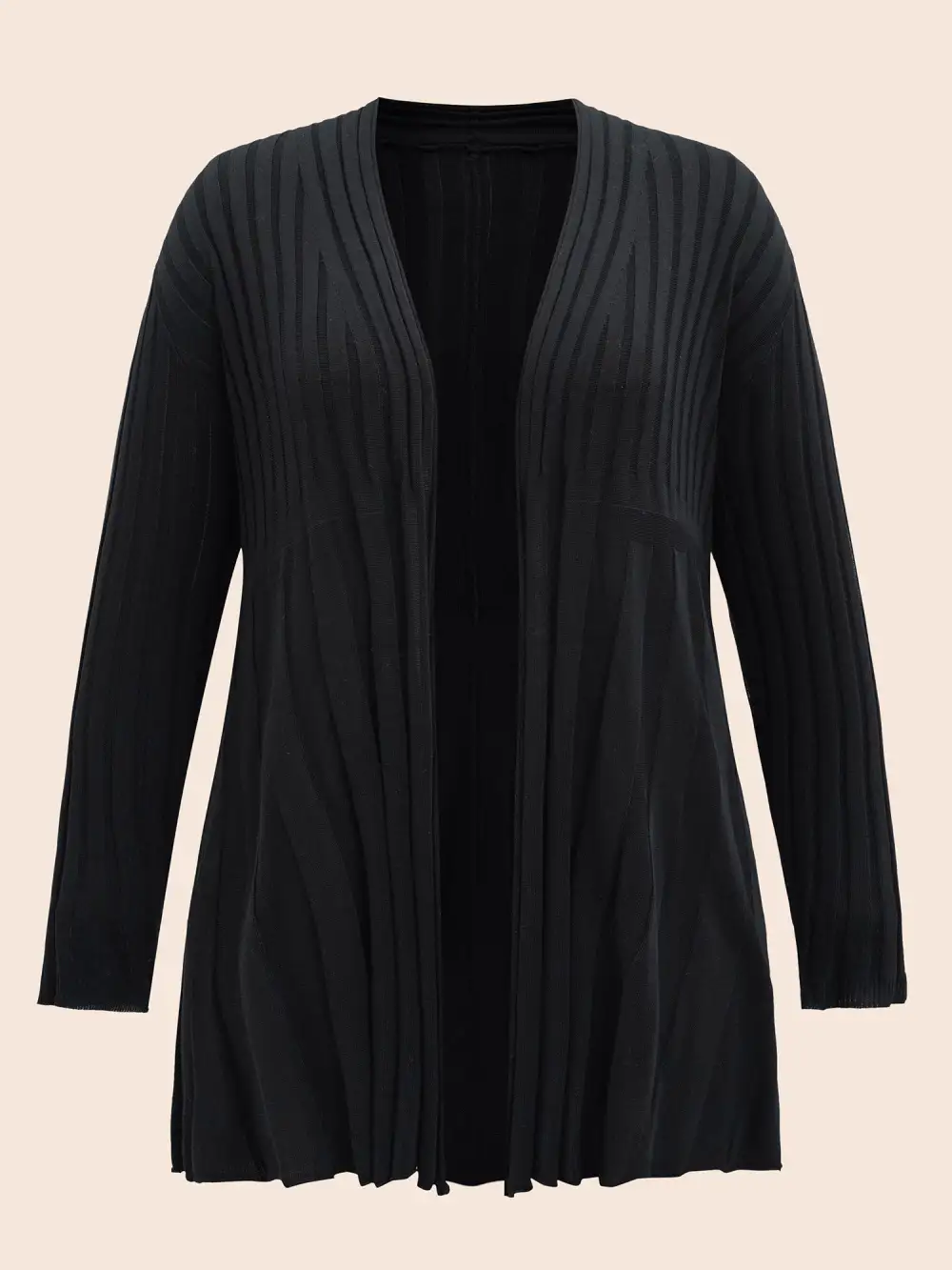 Plain Textured Kimono Collar Cardigan