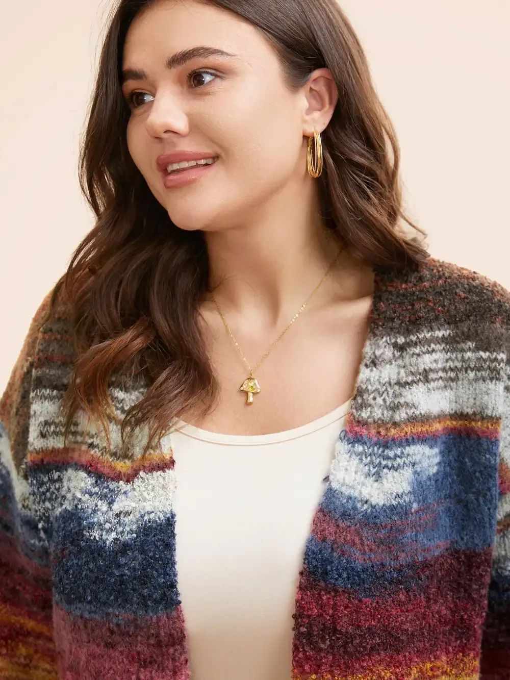 Ombre Open Front Curved Hem Cardigan