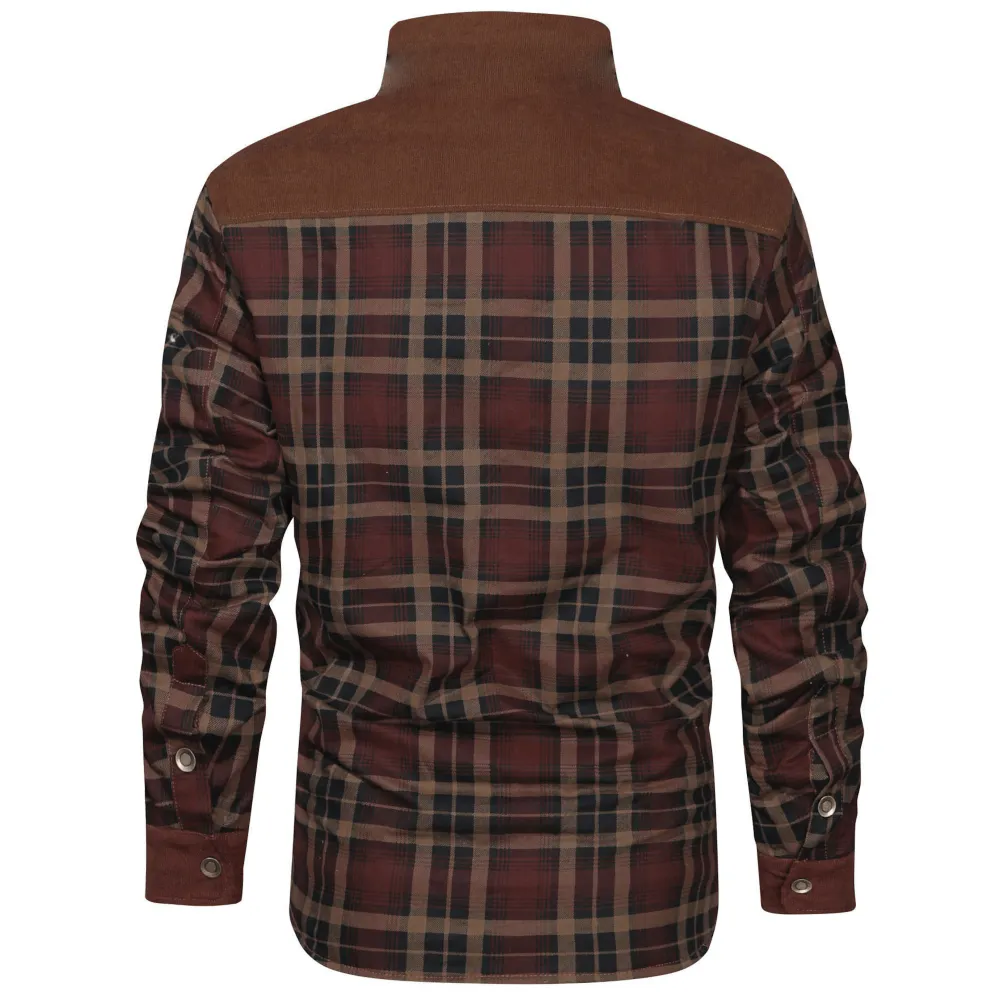 Men's Retro Check Pattern Stitching Warm Wanderer Jacket