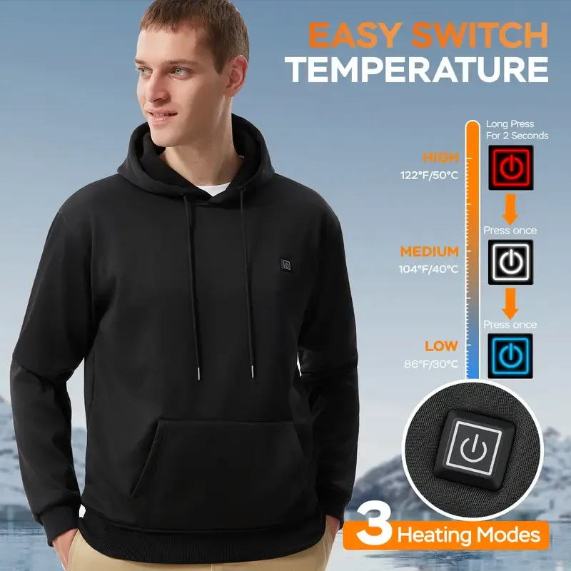 Men Electric Heating Sweatshirt with Fleece Lining-Including batteries