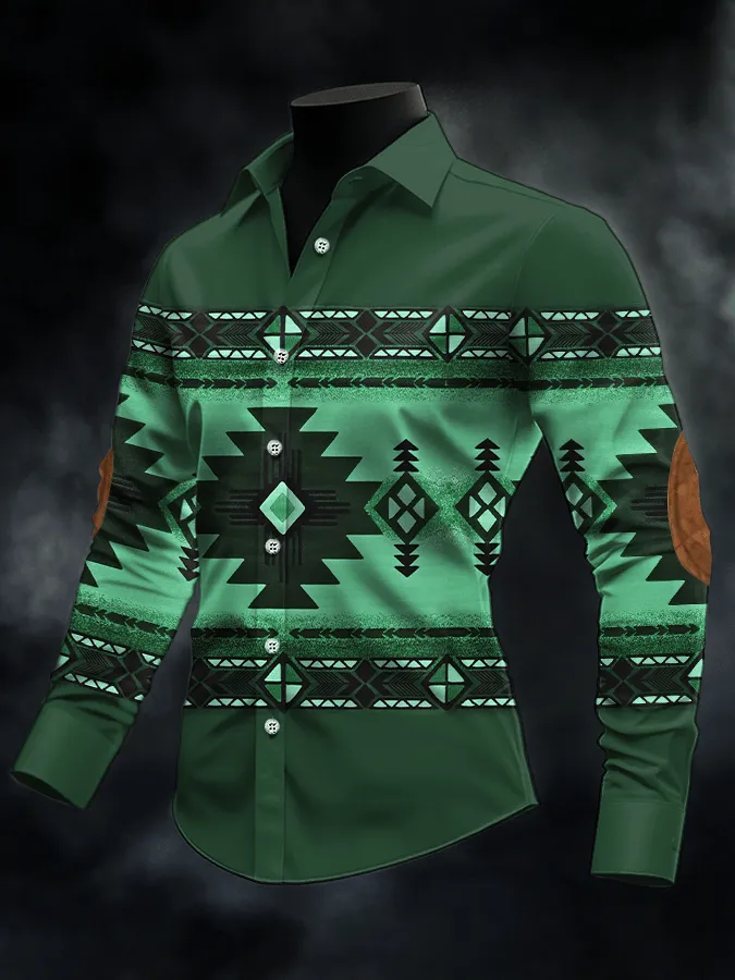 Men's Retro Western Print Casual Shirt