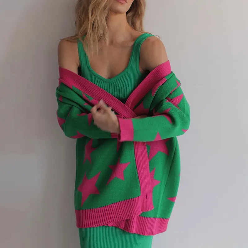 Loose Star Long Sleeve Sweater Cardigan