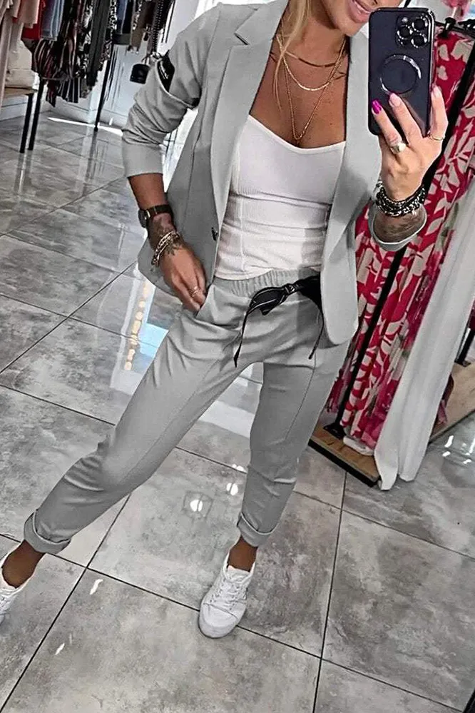 Women's Top Jacket & Elastic Pants Two-piece Set