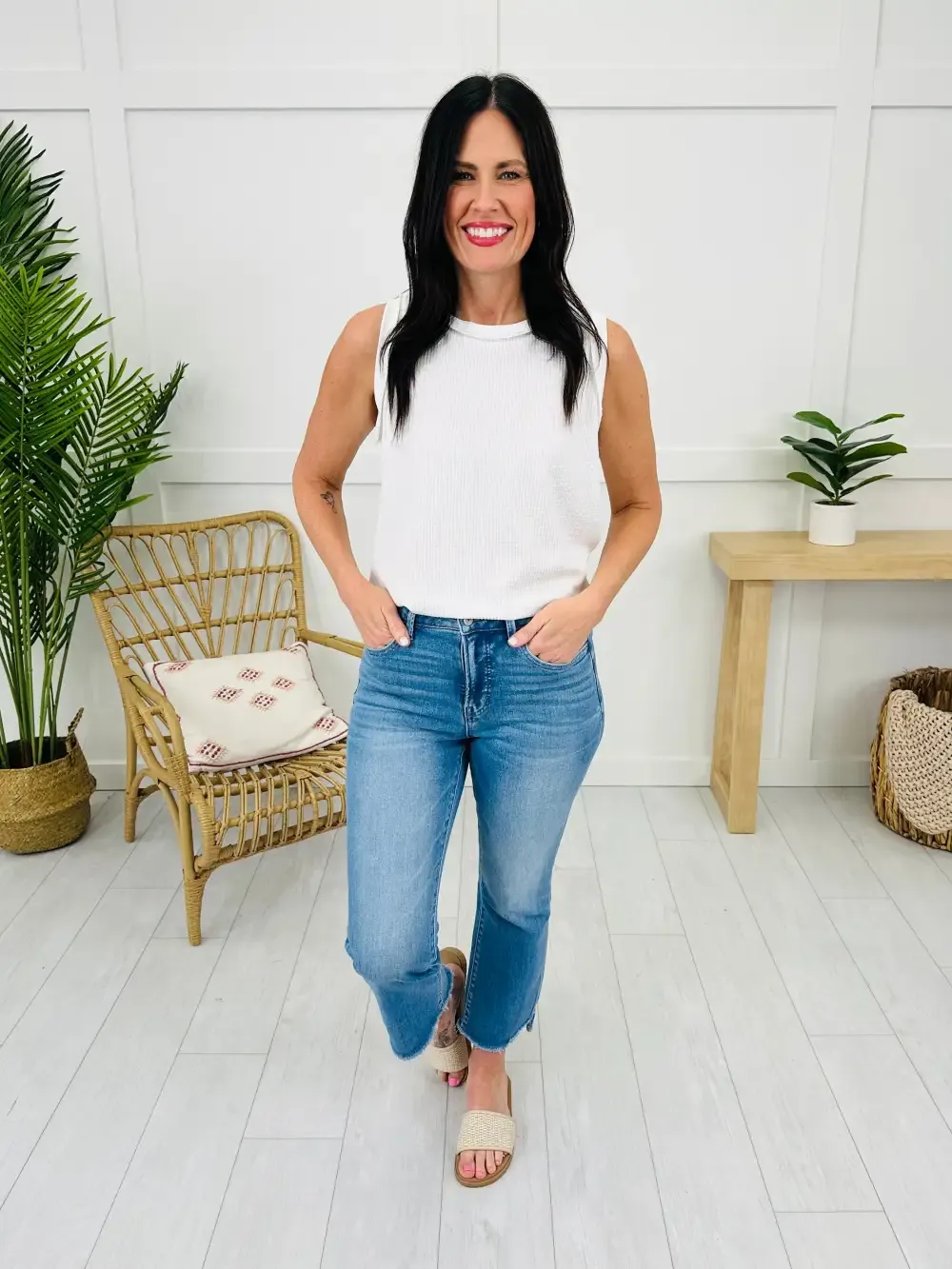 Severely Soft Tummy Control Cropped Kick Flare Jeans