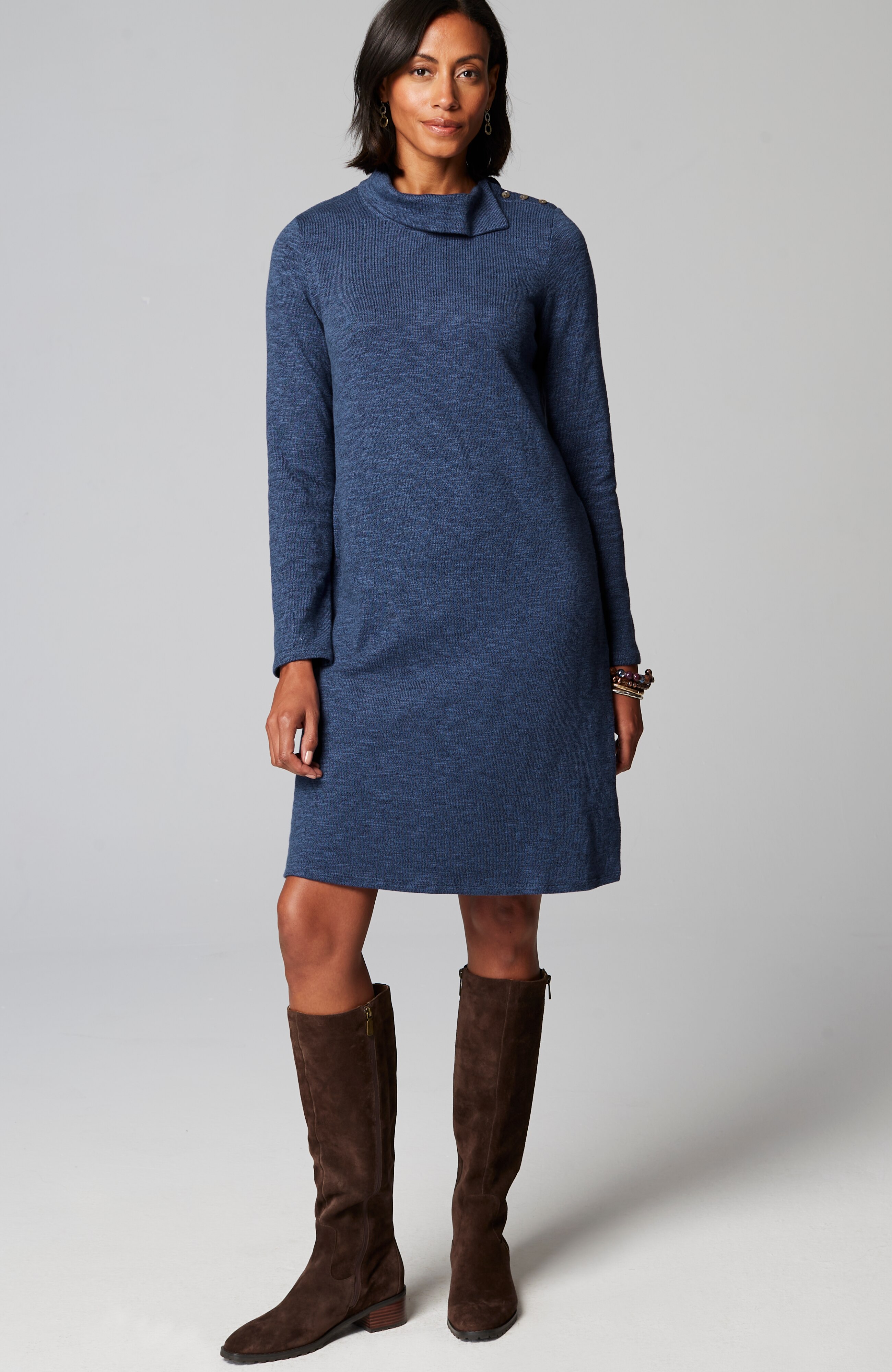 Pure Jill Asymmetrical Cowl-Neck Dress