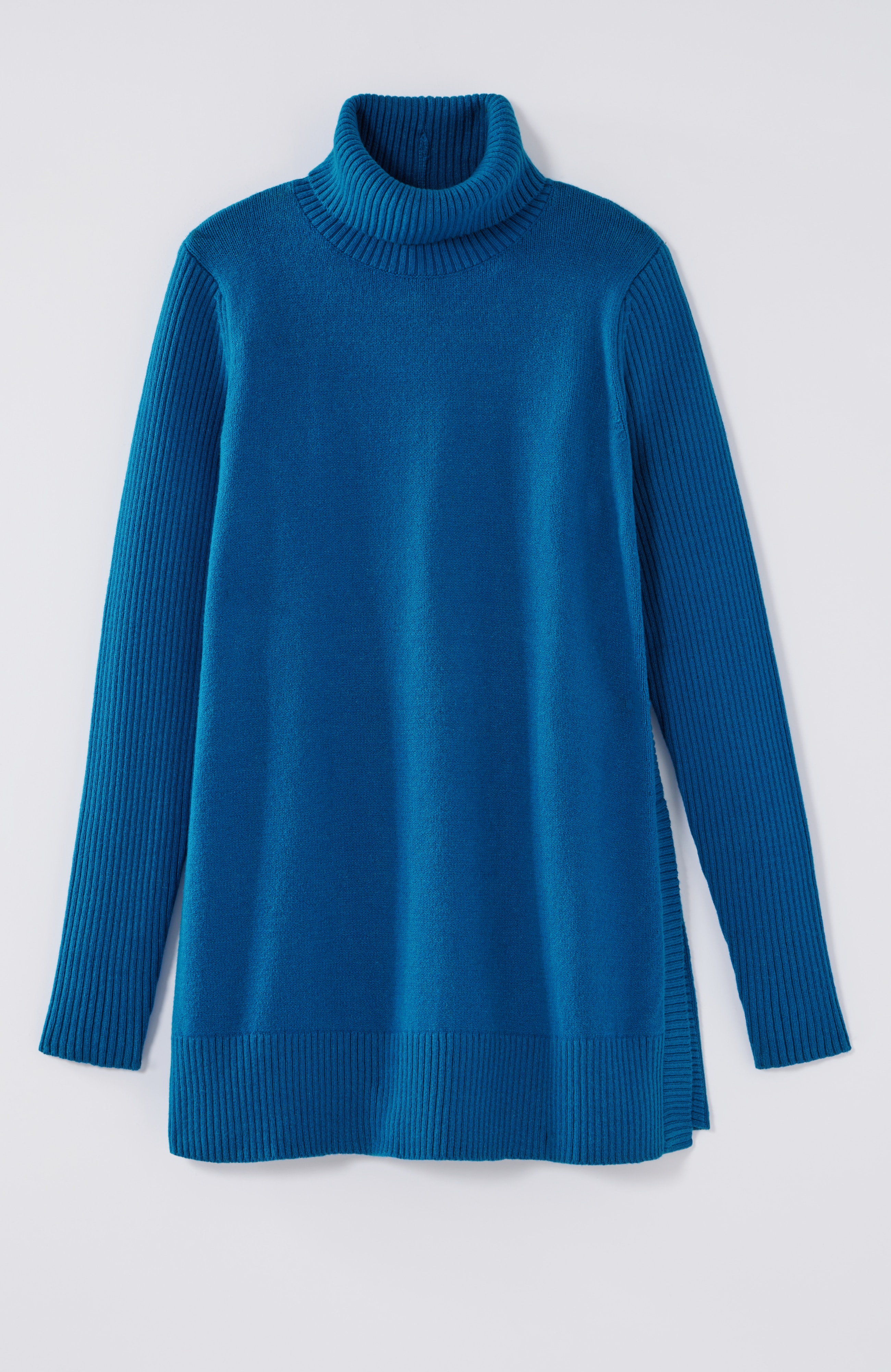 Ribbed-Sleeves Turtleneck Sweater