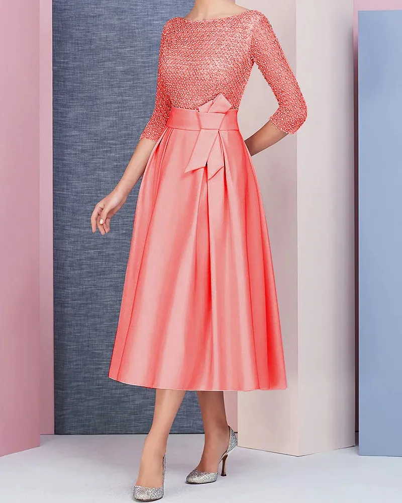 Ladies Style Bow Midi Dress