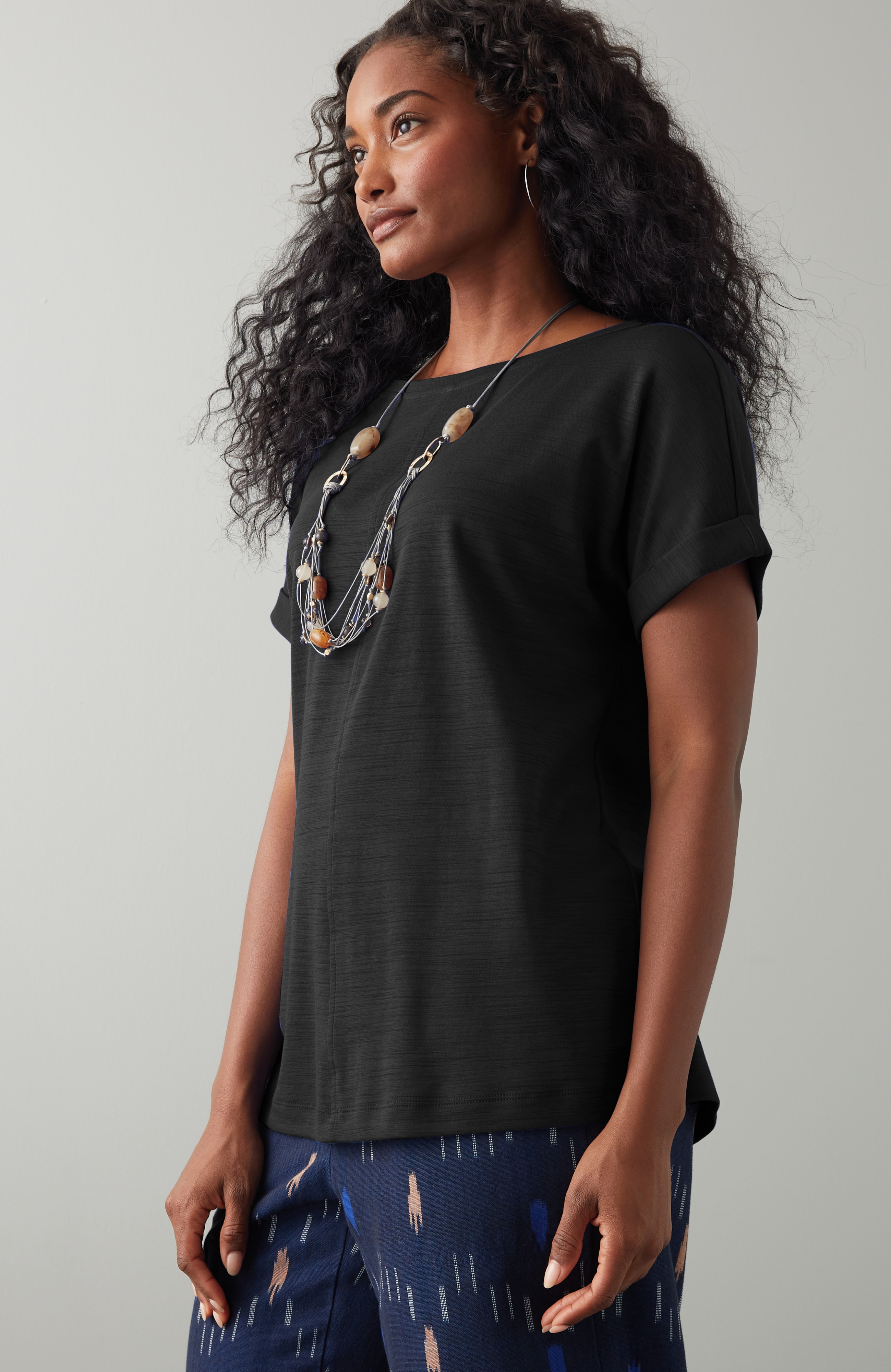Pure Jill Slub Boat-Neck Tee