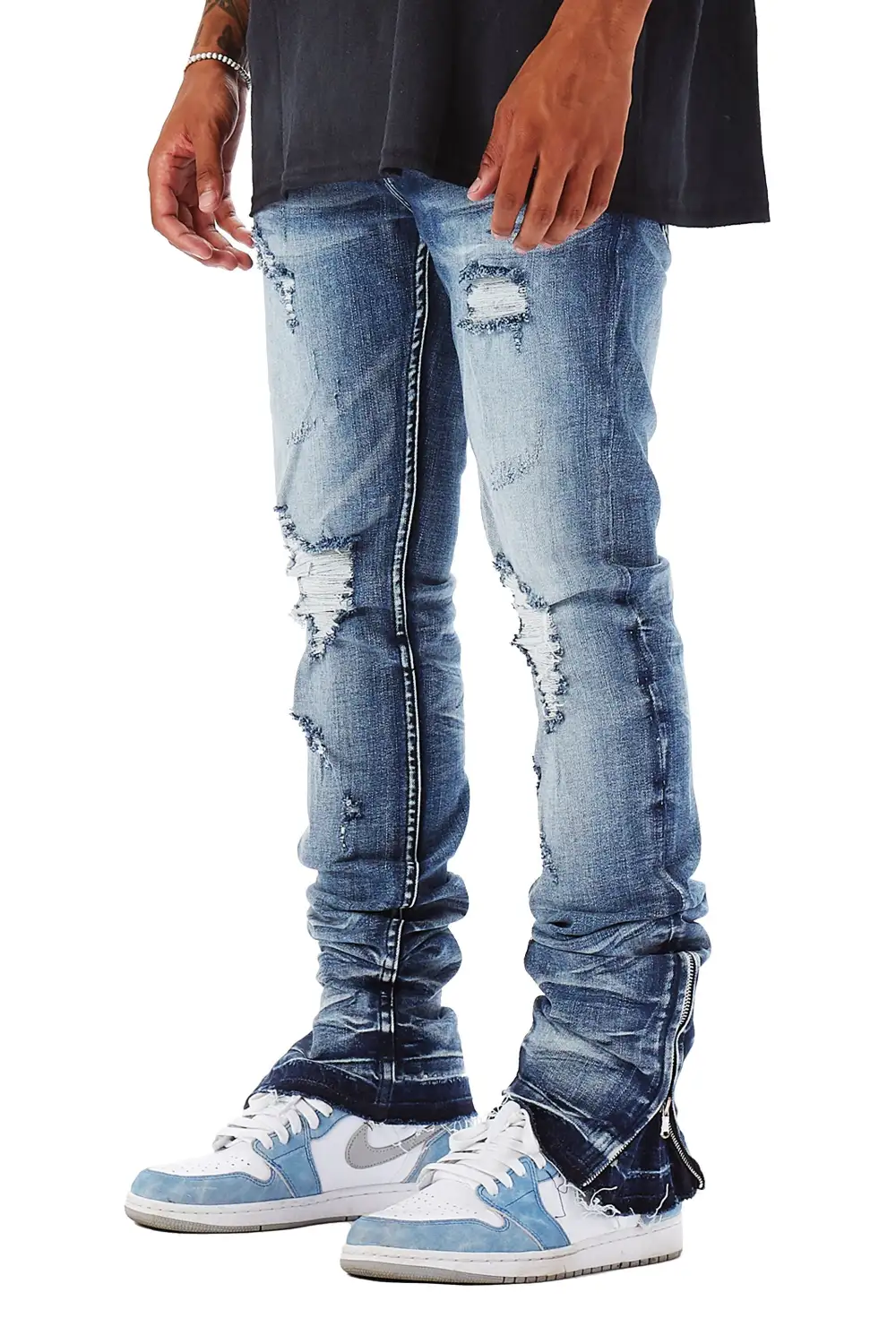 Jaymes Stacked Flare Jean-Blue