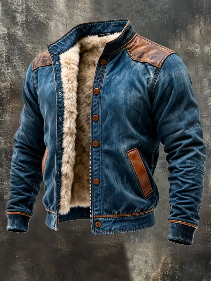 Men's Vintage Suede and Leather Multi-Pocket Outdoor Jacket