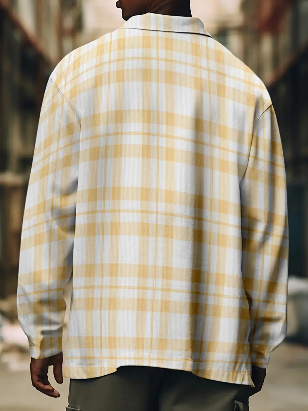 Men's Corduroy Geometric Retro Print Shirt Jacket