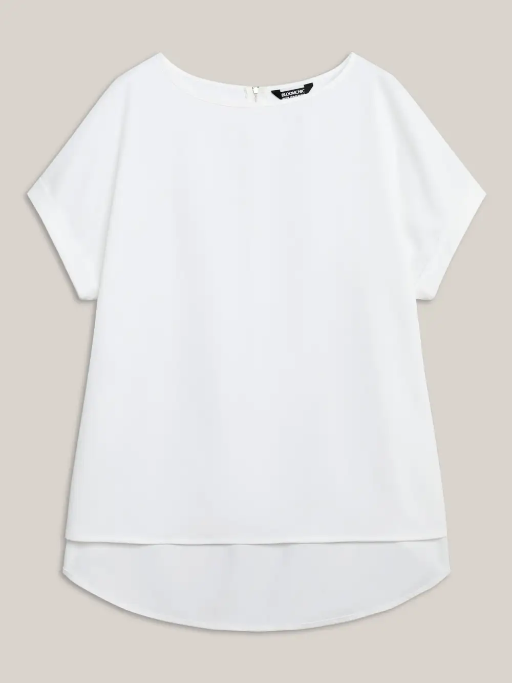 Classic Plain Boat Neck Zipper Blouse