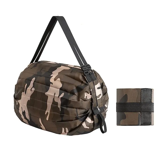 Women's Shoulder Bag Duffle Bag Nylon Shopping Daily Zipper Large Capacity Waterproof Foldable Solid Color Geometric Color Block Pink camouflage Diamond pattern Yellow dots