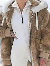 Women's Fleece Jacket Casual Jacket Hoodie Jacket Comfortable Breathable Zipper Pocket Casual Solid Color Vacation Street Casual Daily Wear Zipper Regular Hooded Regular Fit Long Sleeve Outerwear