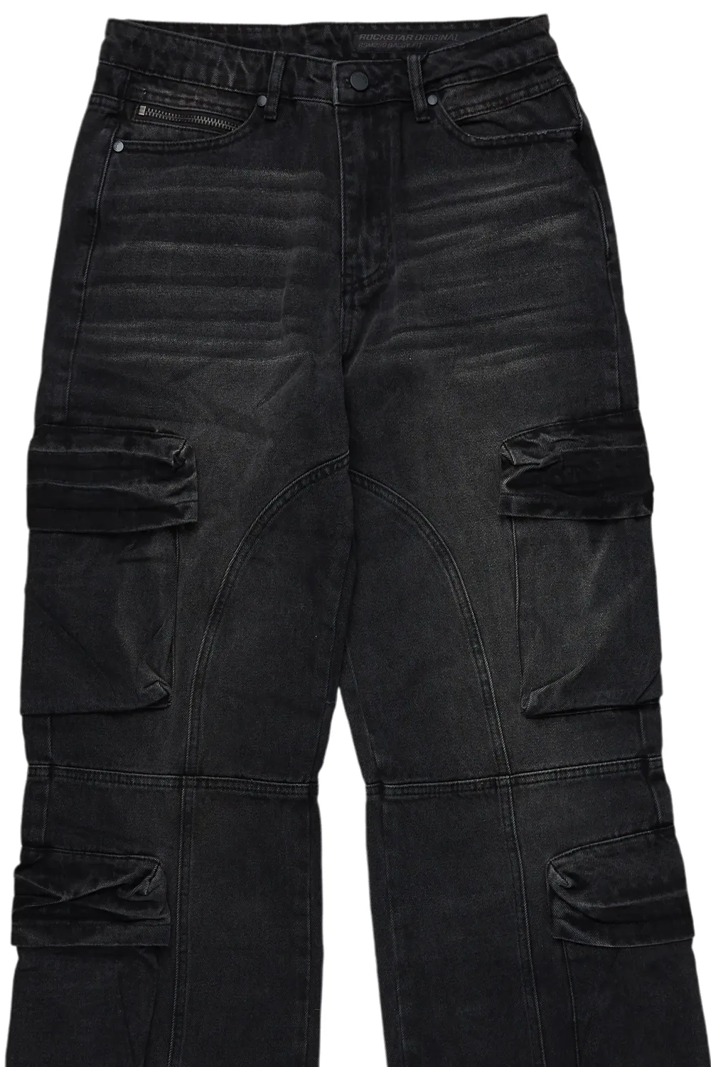 Gregor Black Baggy Fit Cargo Jean