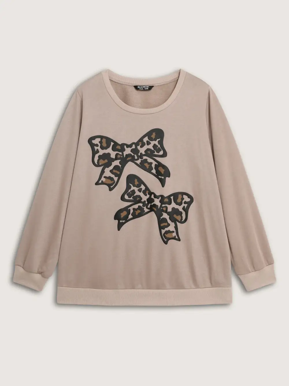Leopard Bowtie Print Stretchy-Fit Sweatshirt