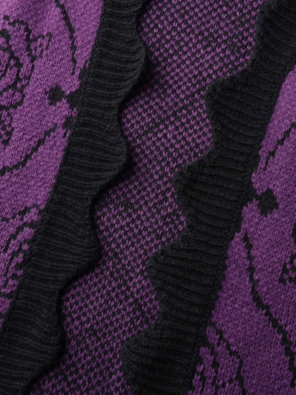 Floral Pattern Scalloped Collar Knit Cardigan