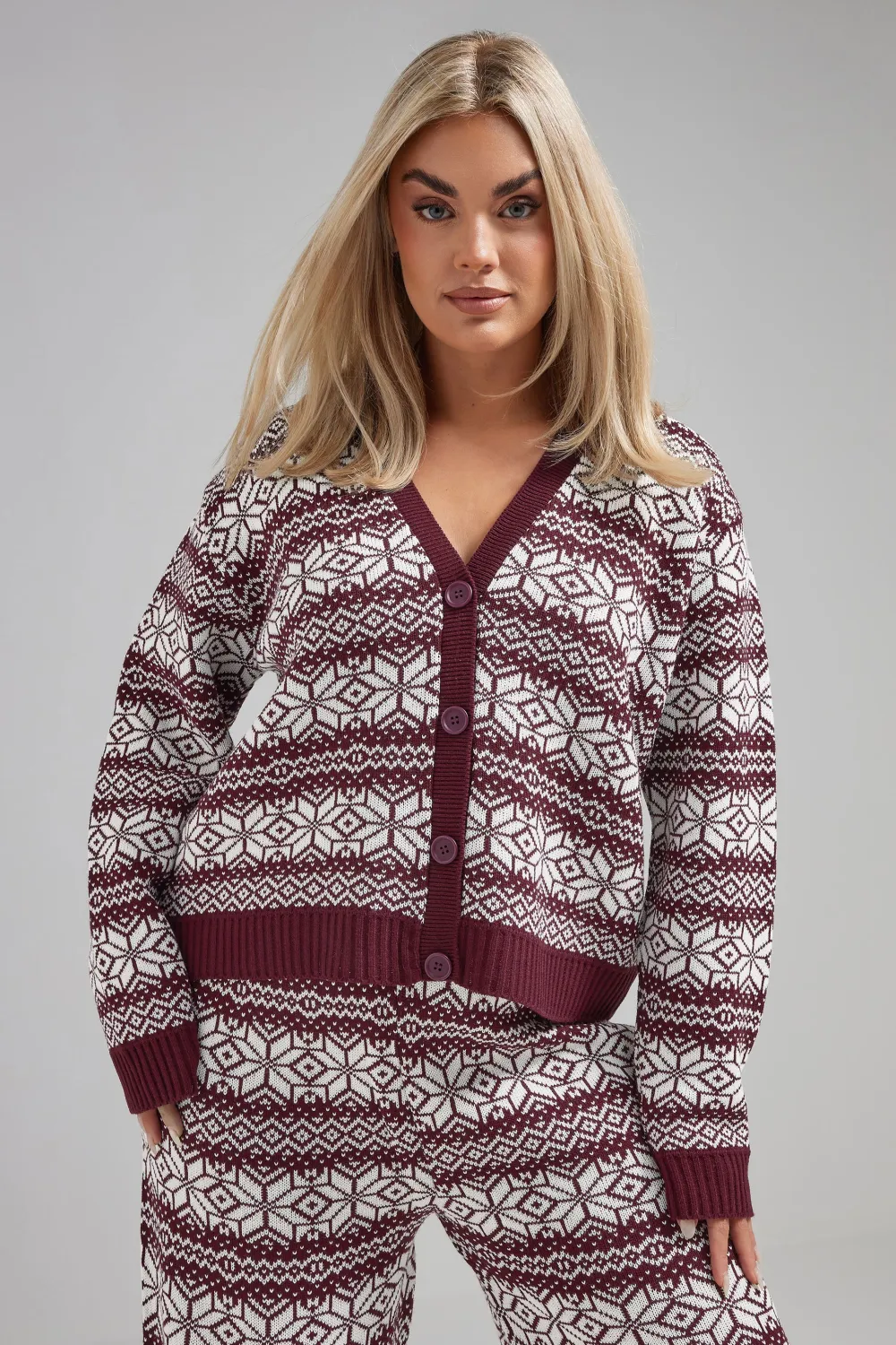 LIMITED COLLECTION Curve Blue Snowflake Knitted Cardigan