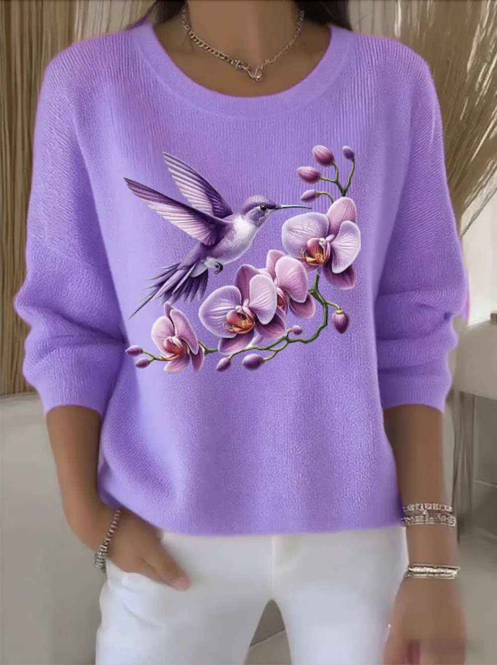 Cotton Casual Floral Sweater