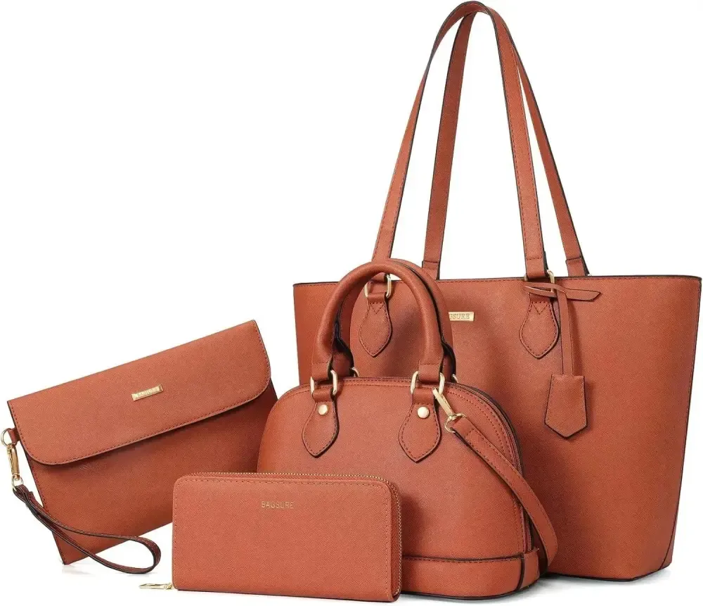 4PCS Women Fashion Handbags Purses Wallet Tote Shoulder Bags