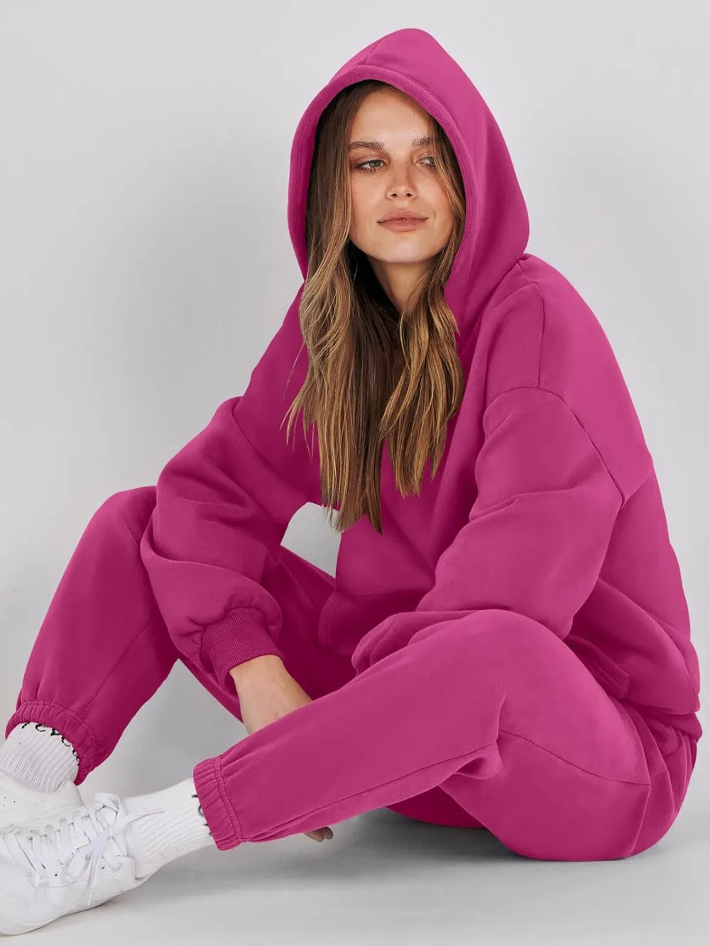 (Clearance Sale $1.99⚡) 2024 Women's Fall Oversized Casual Hoodie Two Piece Sweatshirt Jogging Pants Sweatshirt Set
