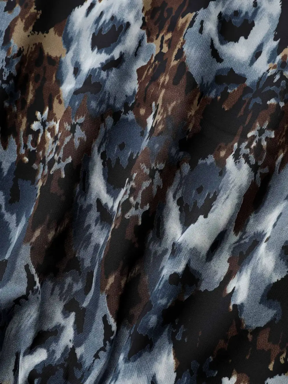 Pixel Flower Shirred Batwing Sleeve Blouse