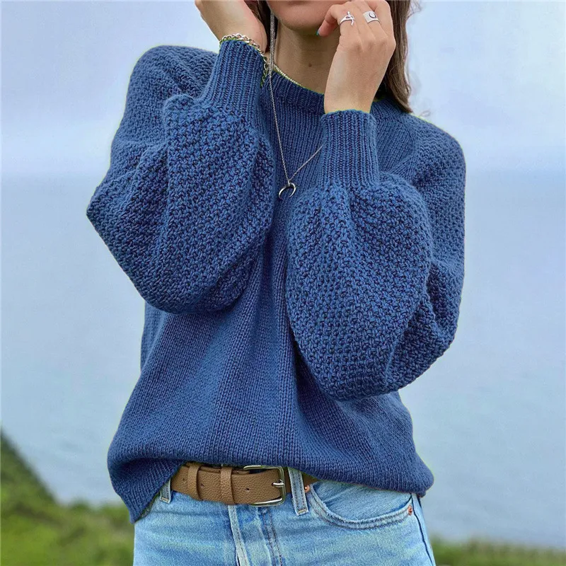 New pullover solid color versatile sweater