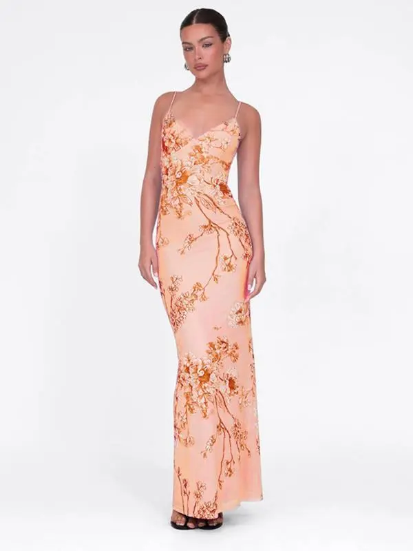 Women's Floral Cami Bodycon Dress – Boho Sleeveless Summer Beachwear